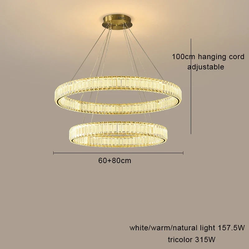 lustre led en cristal fantaisie lumière suspendue moderne