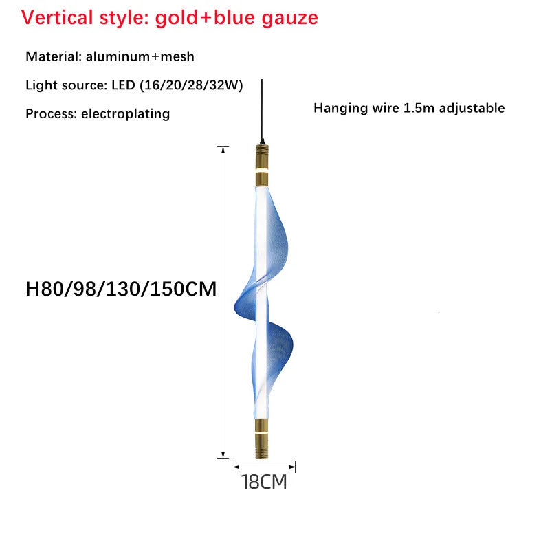 Lustre LED design italien créatif longue bande luminaire