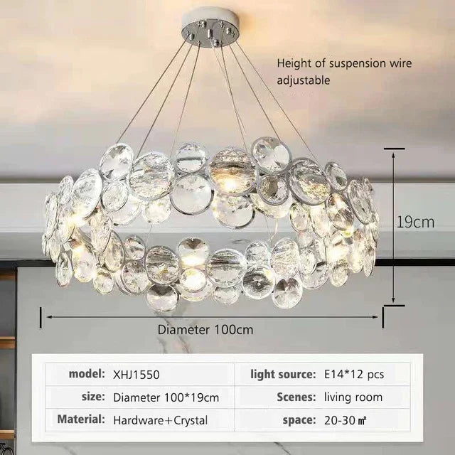 lustre en cristal moderne style nordique pour intérieur luxueux