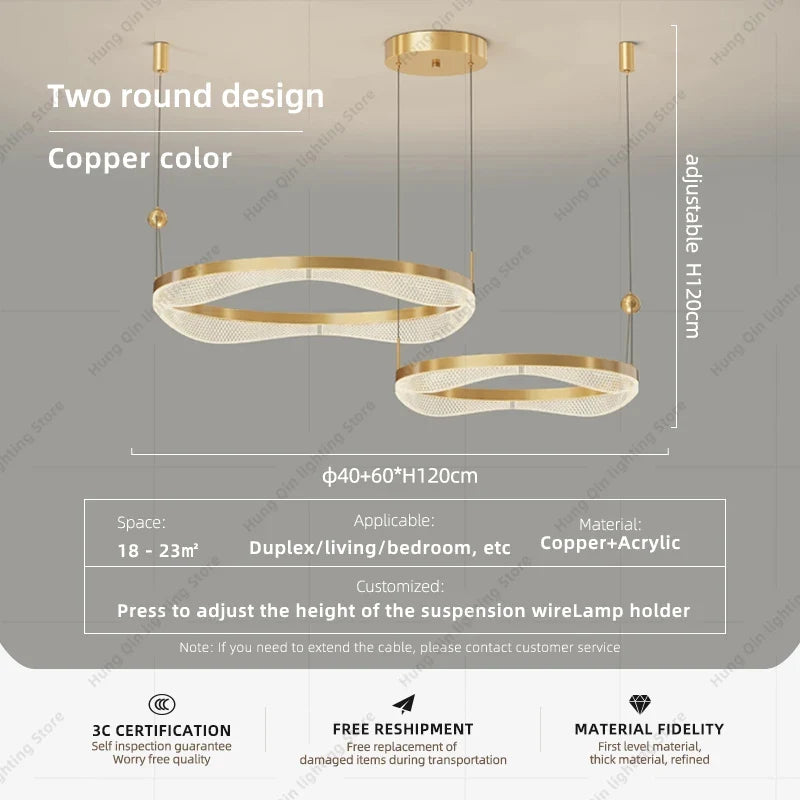 lustre moderne à led pour décoration intérieure élégante et contemporaine