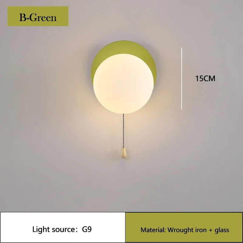applique murale moderne à led avec interrupteur en verre pour chambre d'enfant