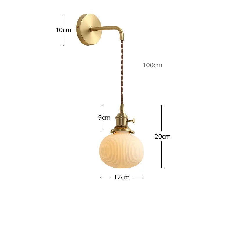 Applique murale dorée moderne céramique fil ajustable LED