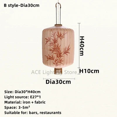 Nouvelle lampe lanterne en tissu chinois pour Restaurant salon rétro hôtel chez l'habitant balcon motif dessiné à la main lustre ampoule gratuite