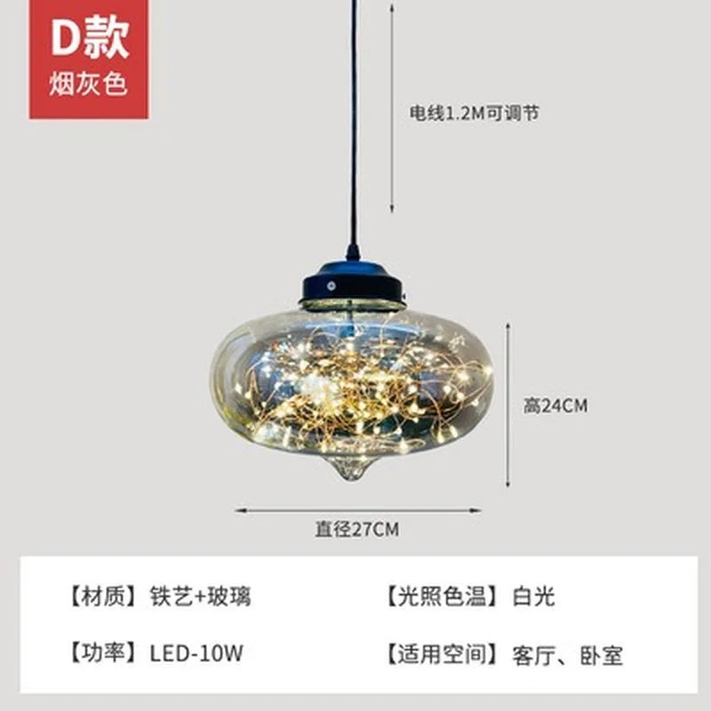 lustre nordique étoilé en verre pour décoration moderne