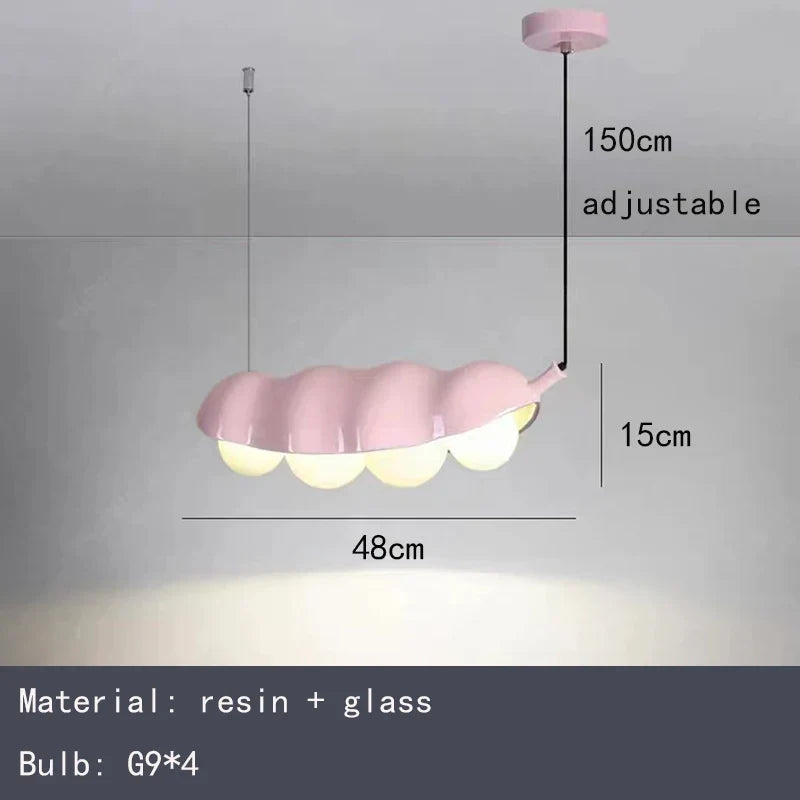 lustre en verre à pois créatifs avec éclairage en résine