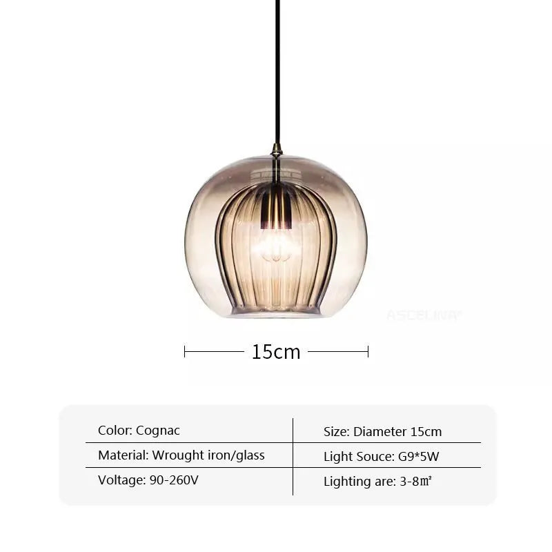 suspension en verre nordique à led pour décoration intérieure