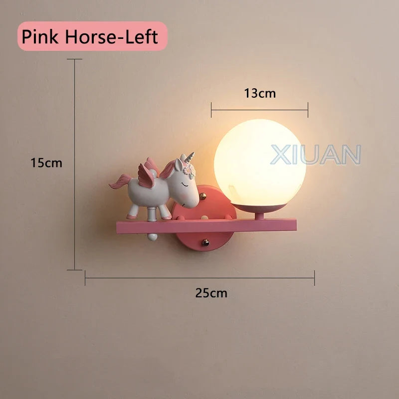 applique murale enfant avec motifs princesse cheval et lapin