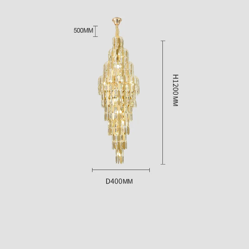 lustre en cristal pour escalier et halls d'hôtel