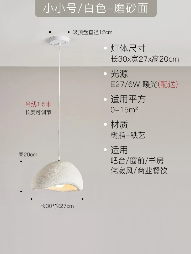 suspension led wabi-sabi nordique en résine pour café loft