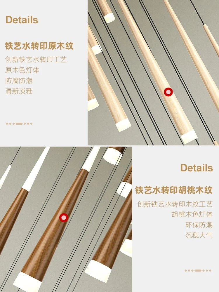 suspension led moderne pour escalier duplex nordique
