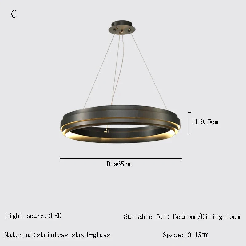 lustre led italien post-moderne avec anneau de suspension