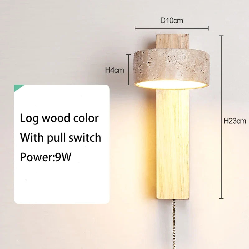 Applique murale bois noyer LED/interrupteur rotatif