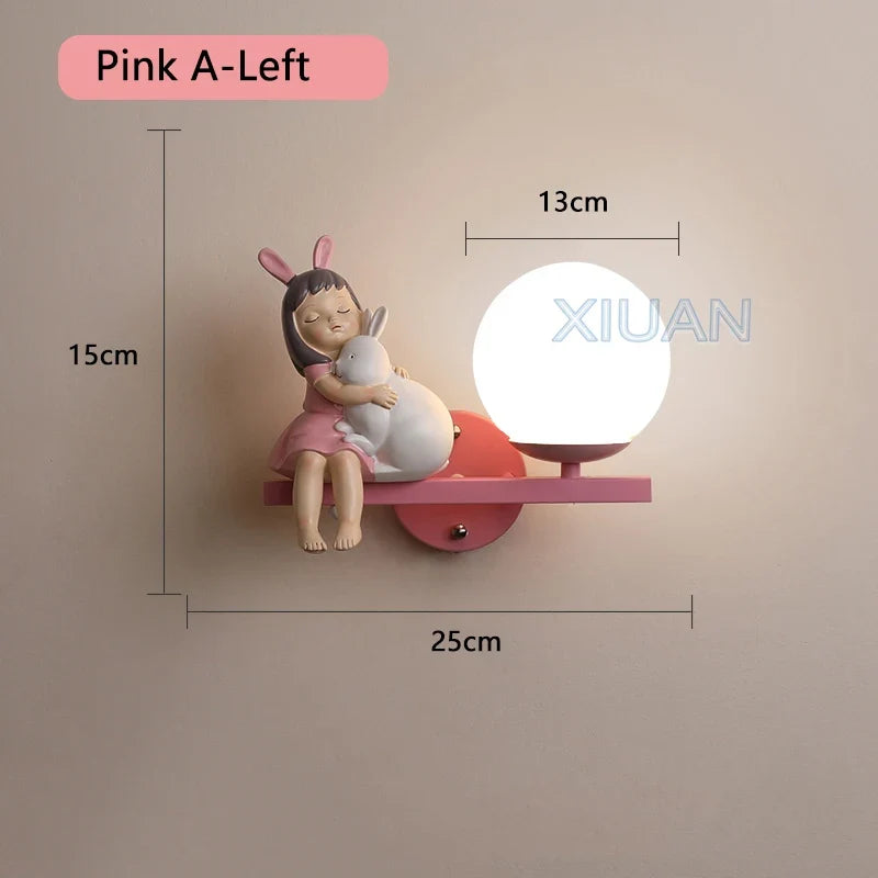 applique murale enfant avec motifs princesse cheval et lapin