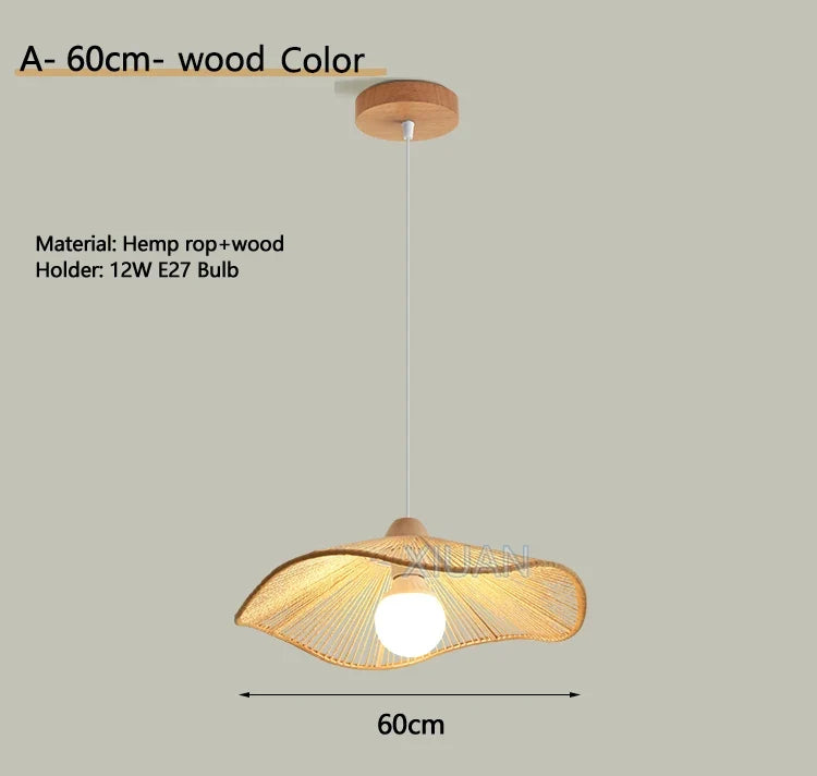 lustre suspendu wabi-sabi en corde de chanvre