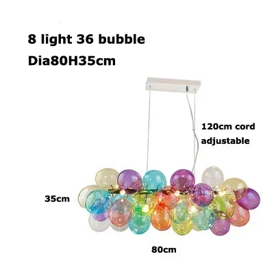Colorful Bubble Chandelier Glass Pendant Lamp Ceiling Light Suspension Hanging Luminaire for Living Room Bedroom