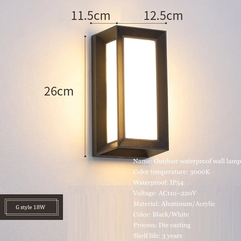applique murale led étanche en aluminium pour jardin