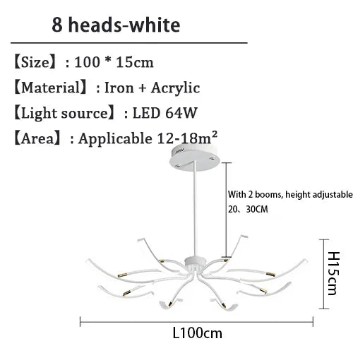 Black Chandelier Iron Dimmable Lamp Design, Suitable For Bedrooms, Living Rooms, Dining Rooms, Kitchens, Adjustable Chandeliers