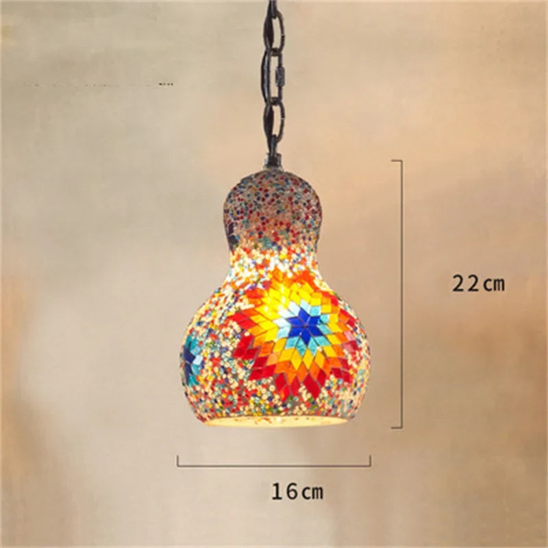 lustre en mosaïque turque fait main style art déco romantique en verre coloré