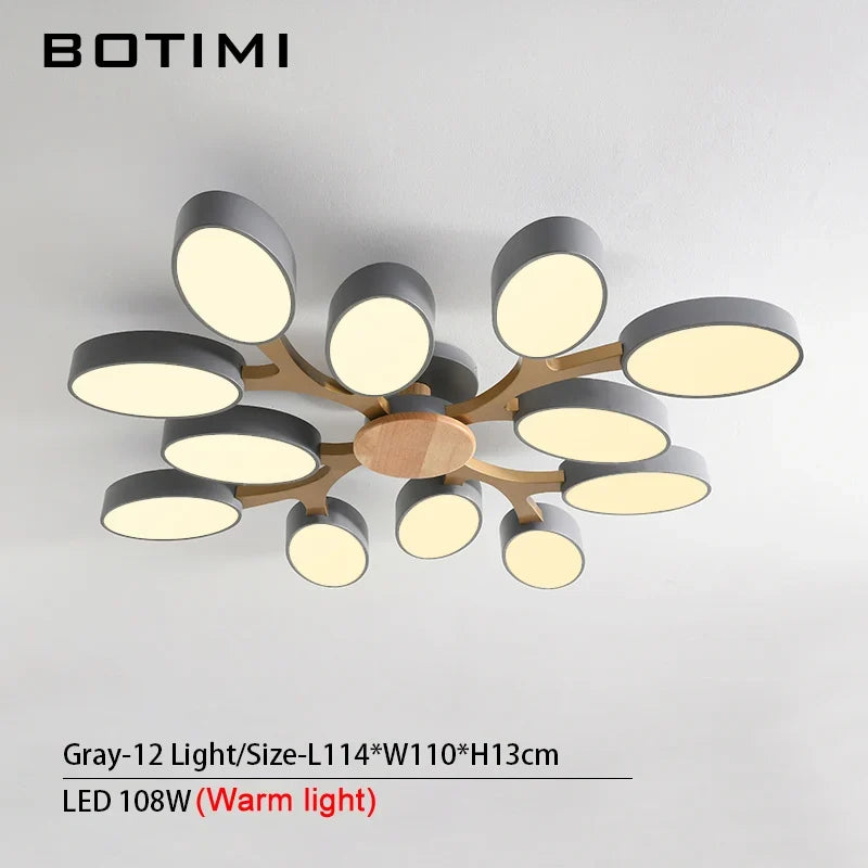 plafonnier LED gris en forme d'arbre