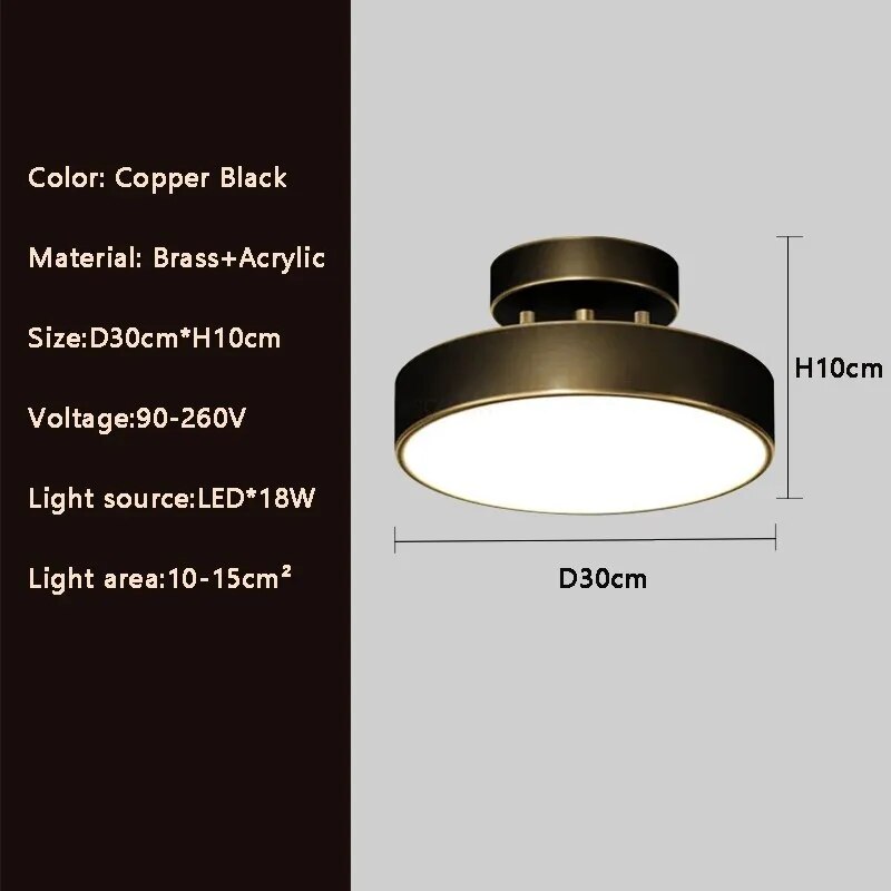 plafonnier cuivre led simple rond vestiaire