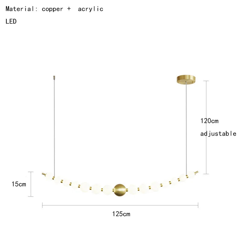 suspension led ronde en laiton cuivre et aluminium décorative