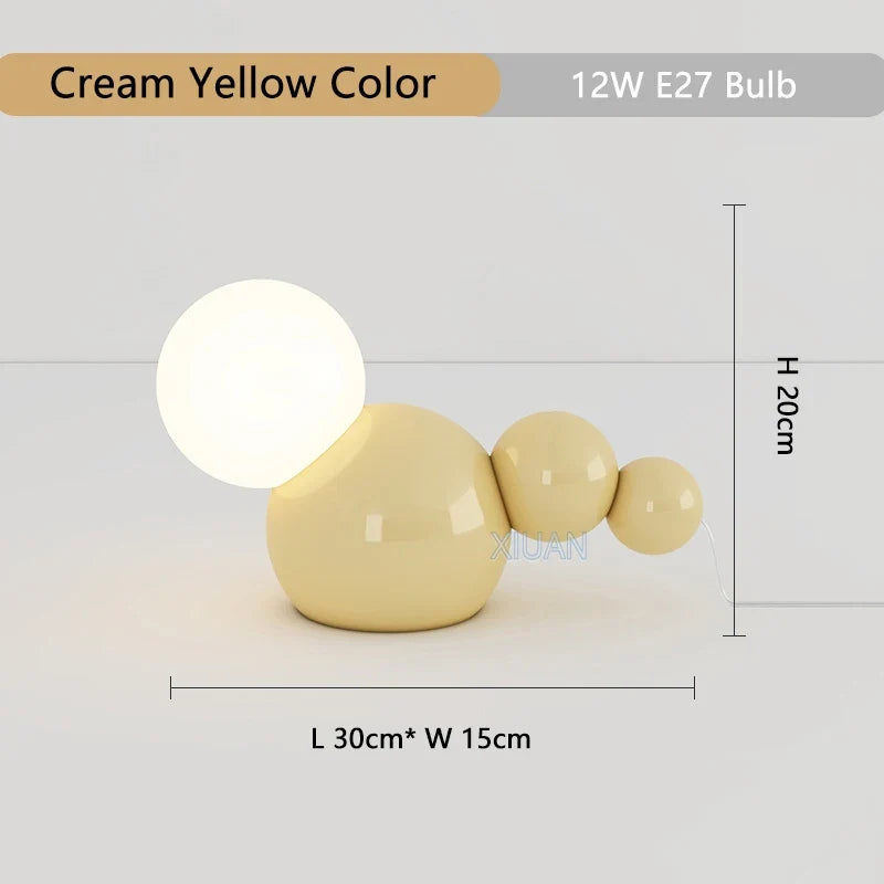lampe à poser nordique en verre ronde pour nuit mignonne