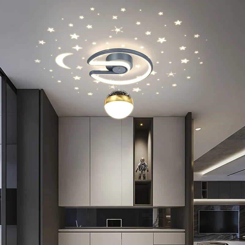 Noir gris 28W LED plafonnier pour couloir boule de verre nuances Foyer allée éclairage intérieur Luminaire Lustre effet étoile