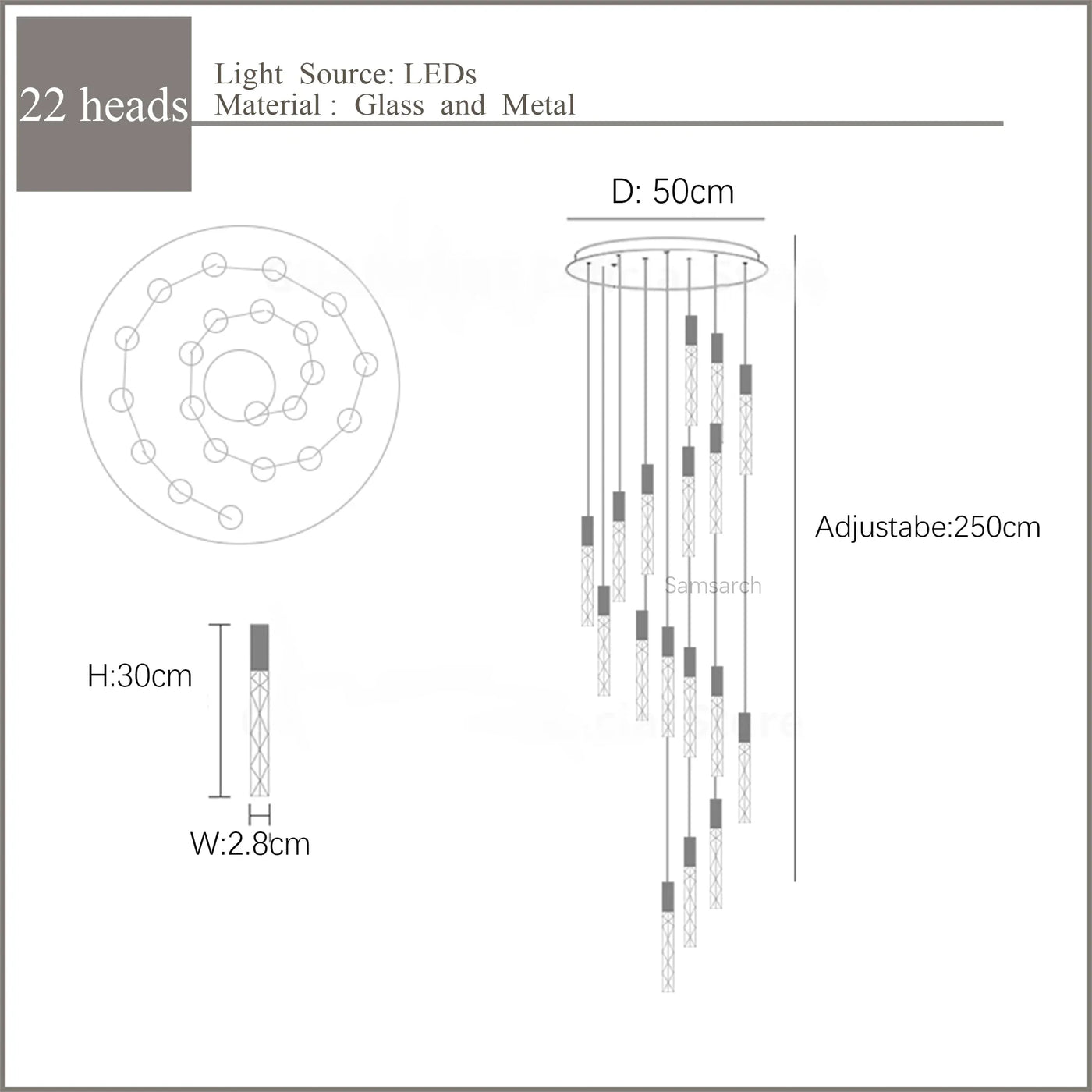 lustre en or lampe d'escalier moderne LED éclairage intérieur en cristal spirale