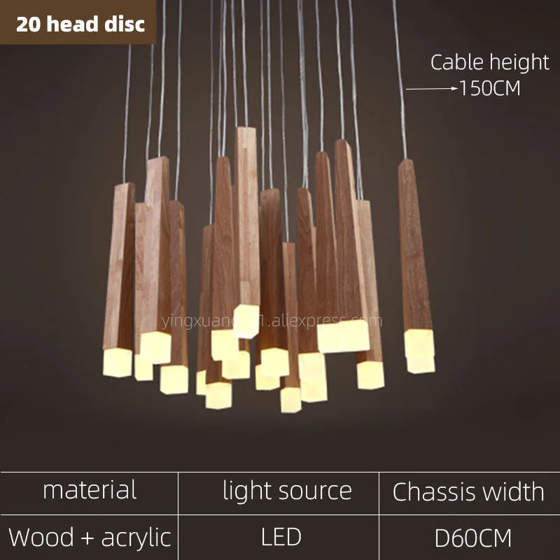 lustre suspendu moderne en bois pour tous les espaces