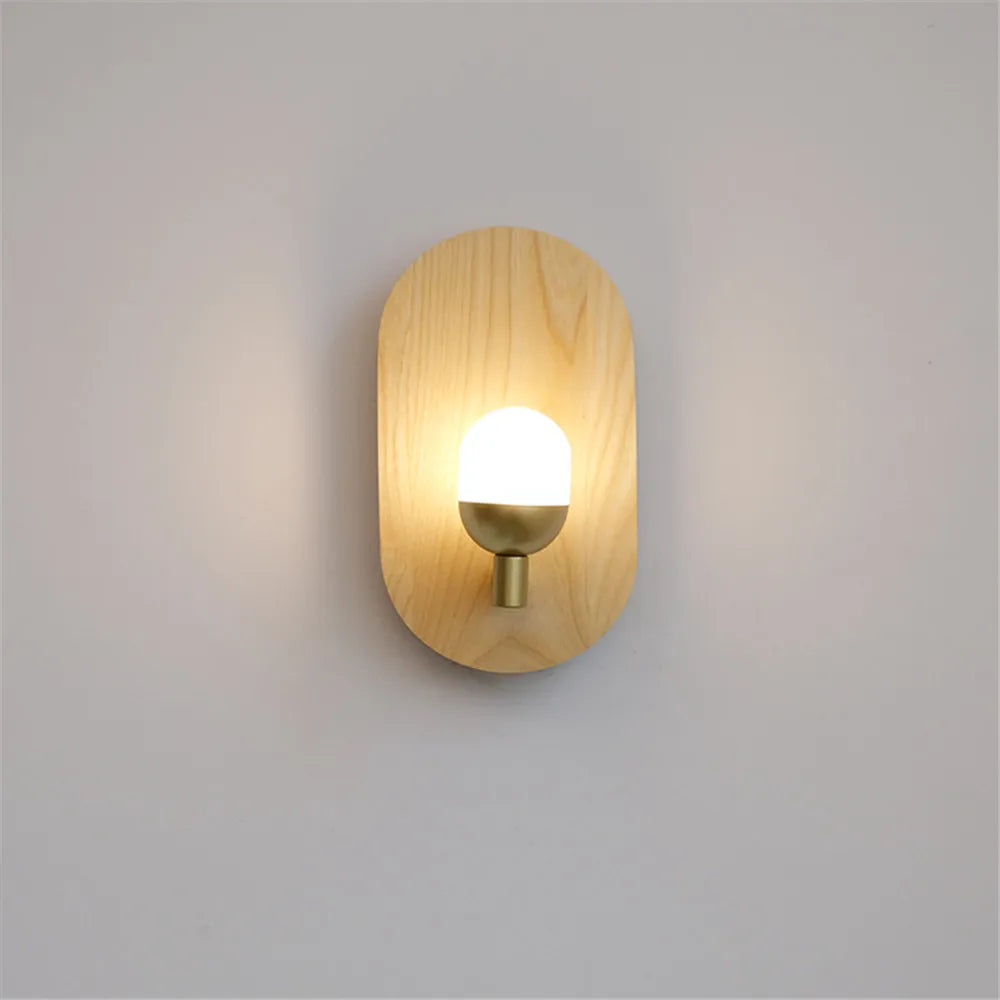 applique murale moderne nordique en bois avec led décorative