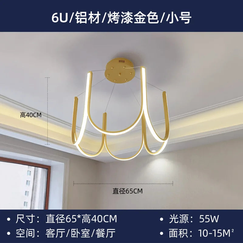suspension lumières led en forme de u nordique créatif postmoderne