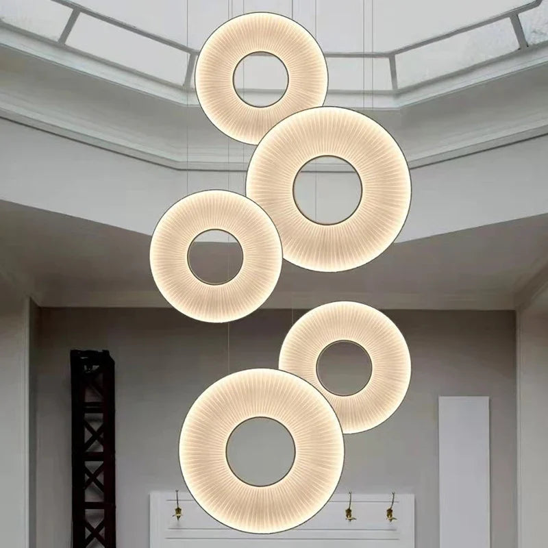 lustre moderne en tissu iris led pour décoration d'hôtel