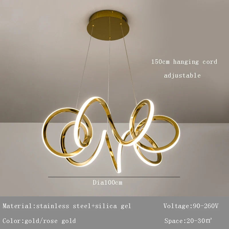 lustre moderne 	 avec lampes led suspendues en silicone