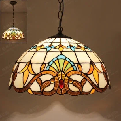 suspension tiffany en verre fait main style nordique paon