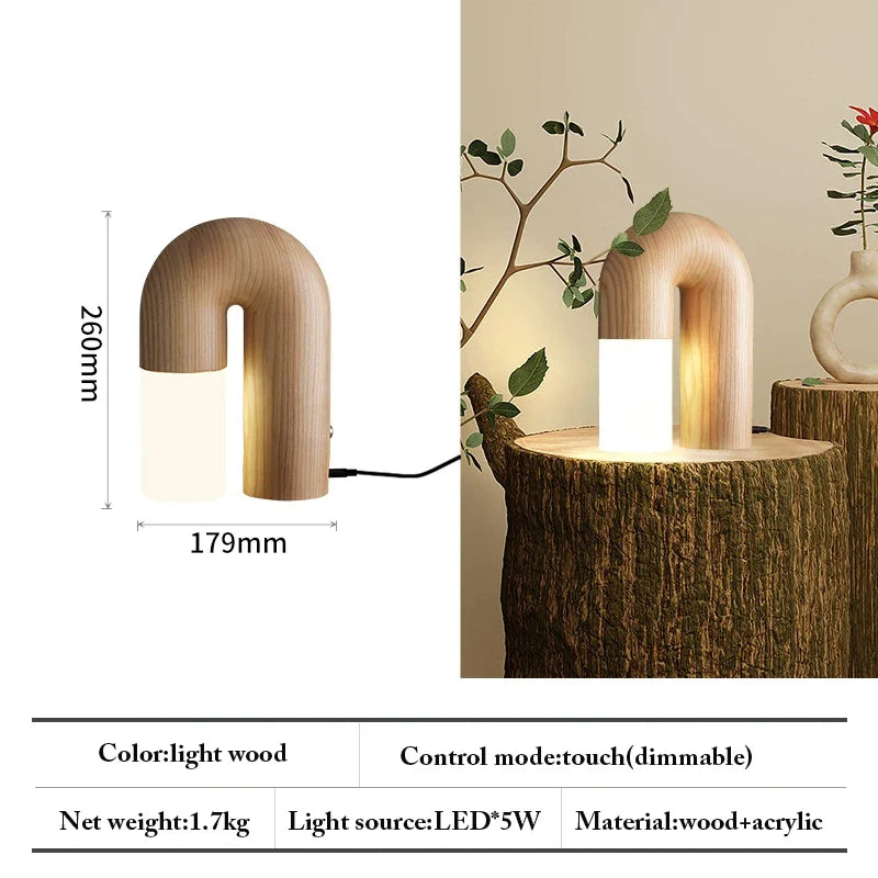 applique murale rétro en bois de frêne et acrylique avec led