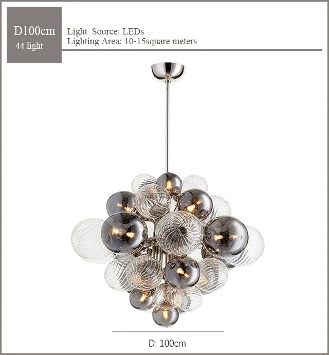 lustre nordique en verre globe avec éclairage led