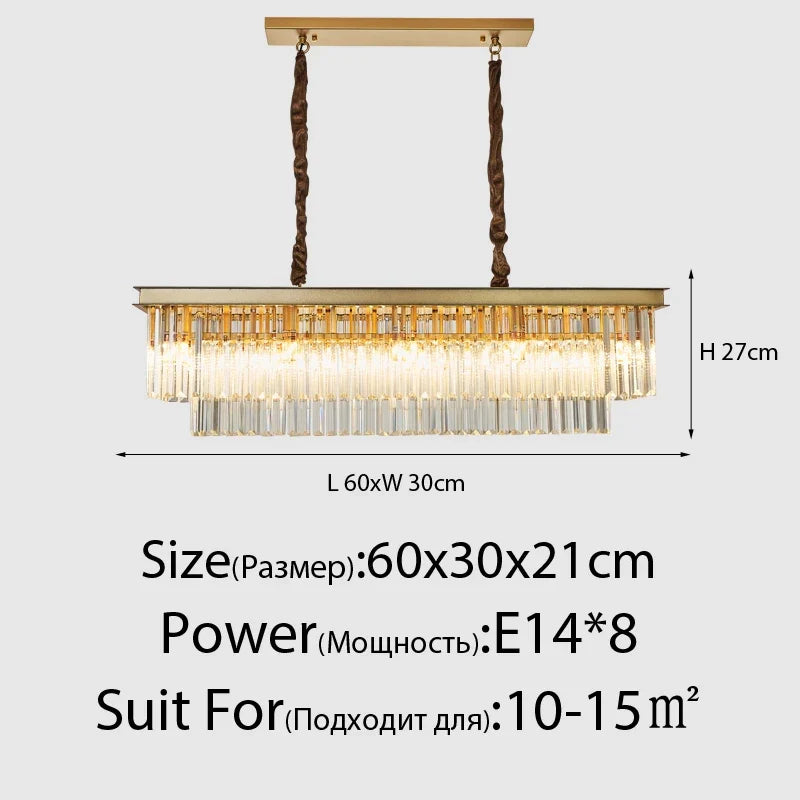 Lustre en cristal LED moderne américain salon salle à manger Villa suspension chambre plafond suspension lampe décor à la maison Lustre