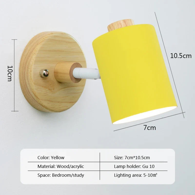 Applique murale nordique lampe de chevet avec interrupteur prise ue/UL Macaron Gu10 Lustre applique étude chambre moderne décor luminaire