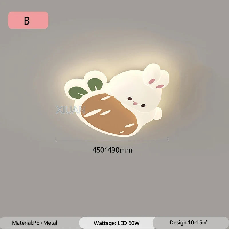 plafonnier lapin aux fraises pour chambre d'enfant décoration lumineuse