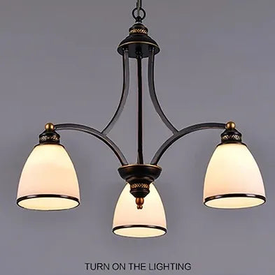 lustre vintage en fer et bronze style loft avec abat jour en verre
