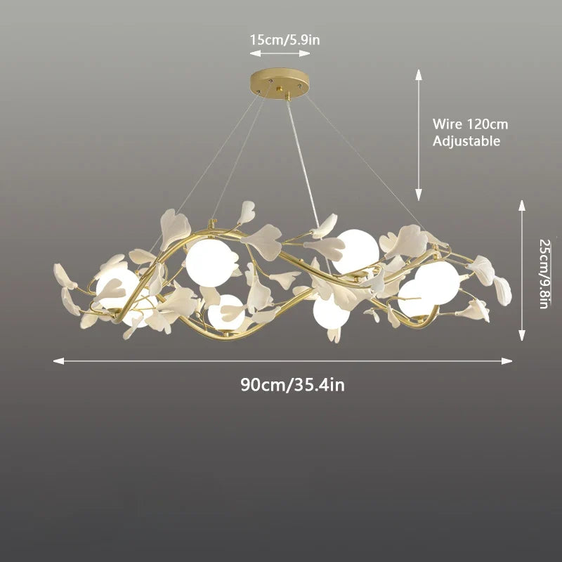 lustre ginkgo suspendu lumineux design moderne pour intérieur