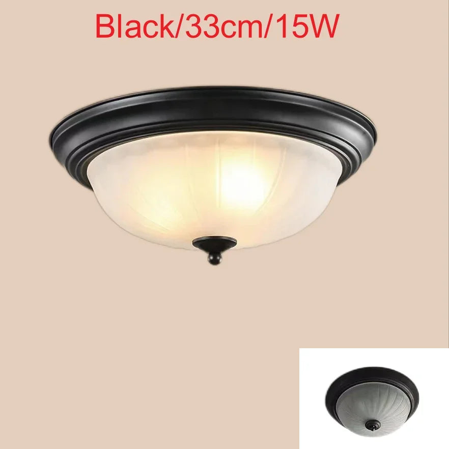 Plafonnier rond or/noir/Bronze plafonnier verre dépoli pour couloir salon cuisine LED lumineuse éclairage 110/220V