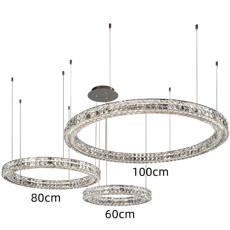 lustre moderne en cristal à deux couches pour décoration
