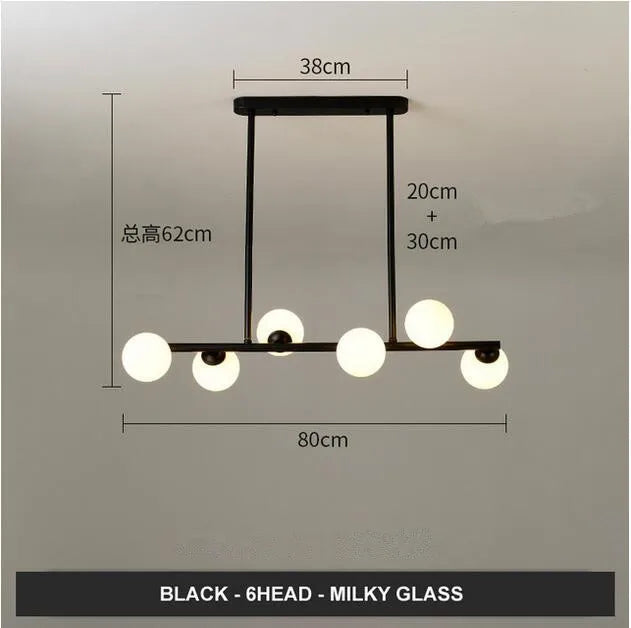 Lustre design boules de verre horizontales