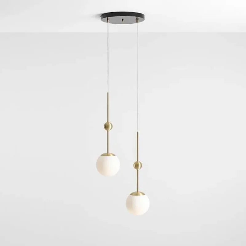 lustre en verre doré design créatif trois têtes éclairage moderne