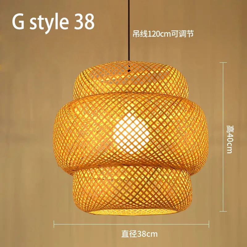 lustre style chinois fait main en bambou tissage pastoral vintage
