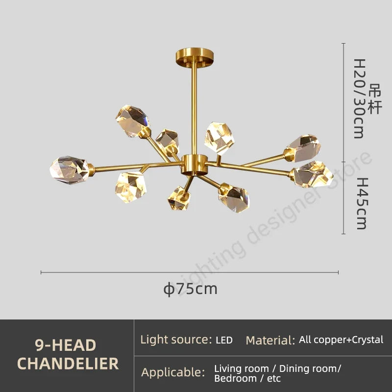 lustre en cuivre et cristal pour une ambiance élégante