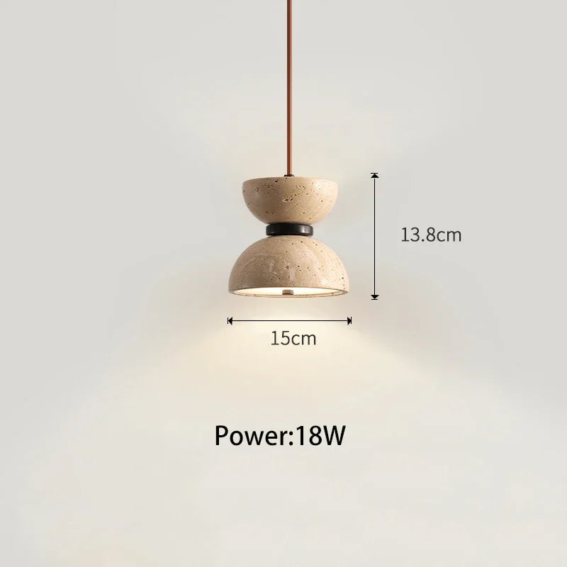 lustre en travertin japonais style wabi-sabi design créatif ambiance chaleureuse