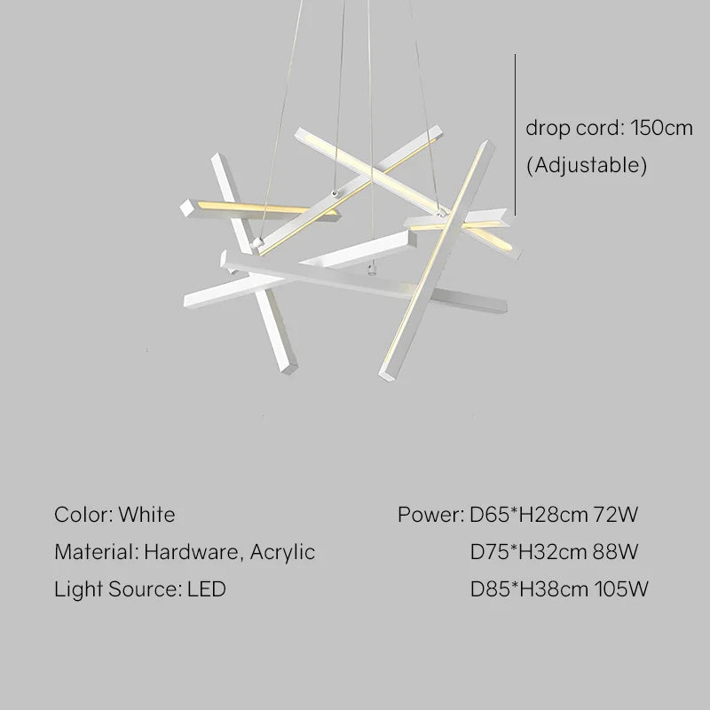 lustre moderne led créatif en métal branche suspension nordique