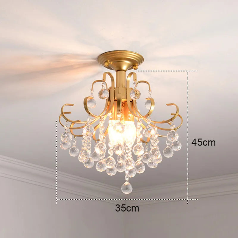 lustre moderne en cristal doré pour intérieur lumineux